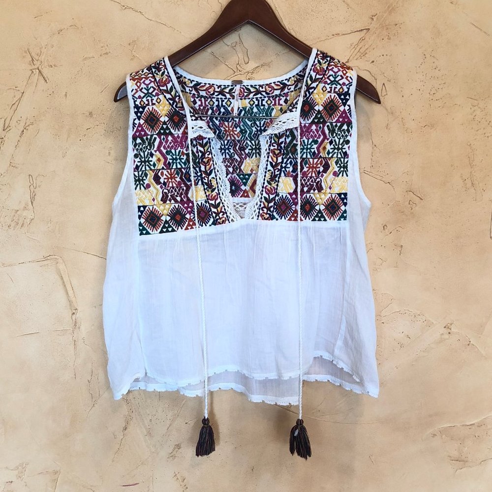 Free People short embroidered top